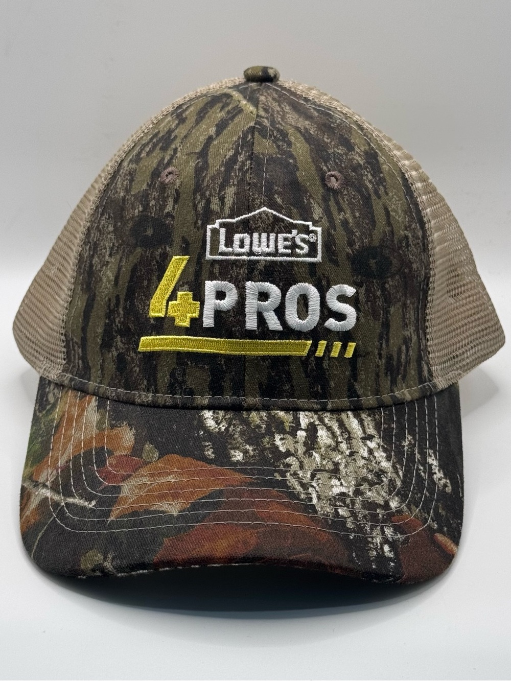 Lowe's 4 Pros Men’s Camo Trucker Hat  Embroidered, Mesh, Snapback, Workwear,OSFM